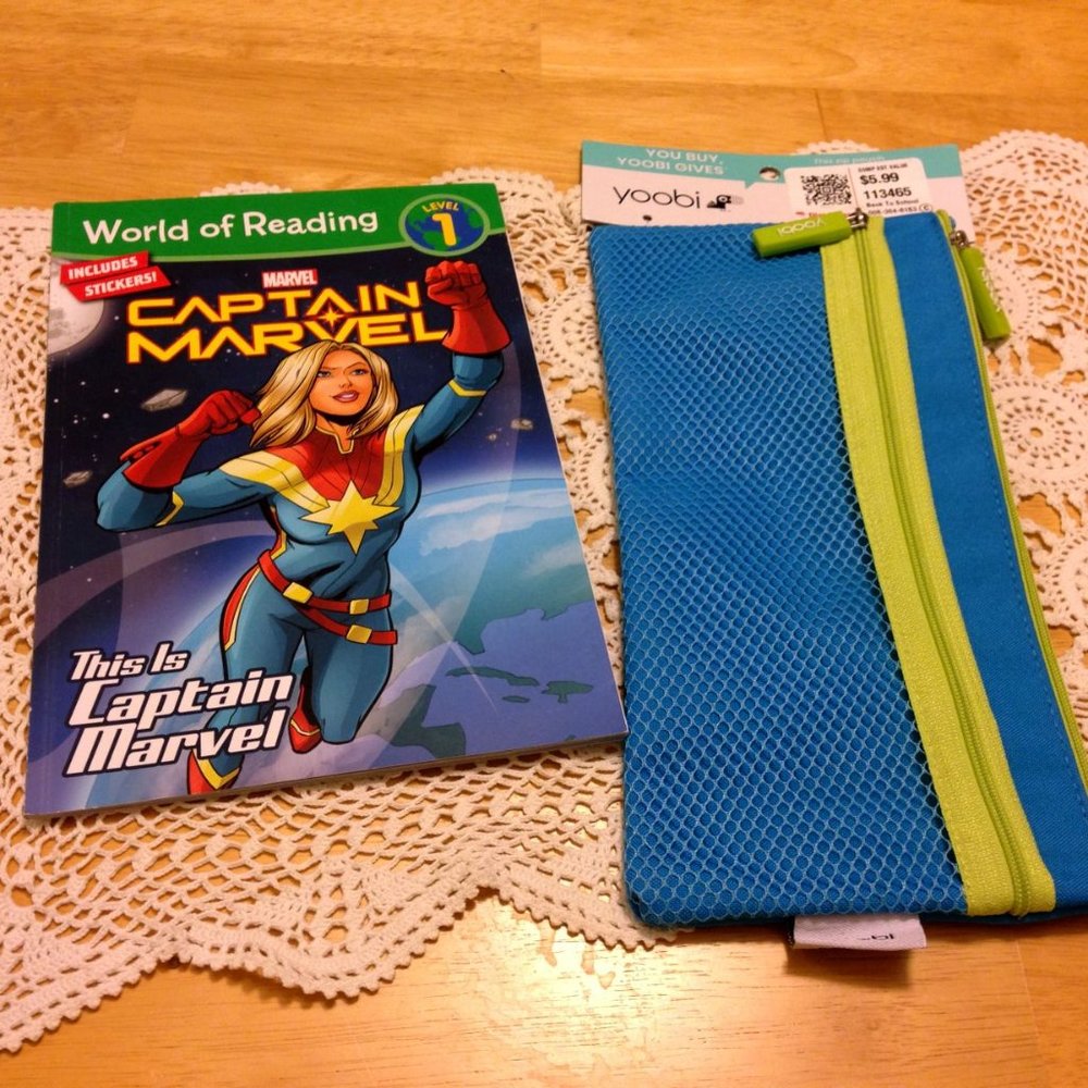 Back to School, New Yoobi pencil pouch and Marvel Reader, Level One